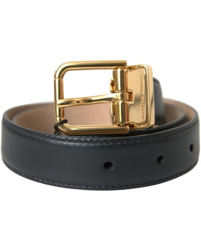 Dolce & Gabbana Leather Metal Buckle Belt - Black