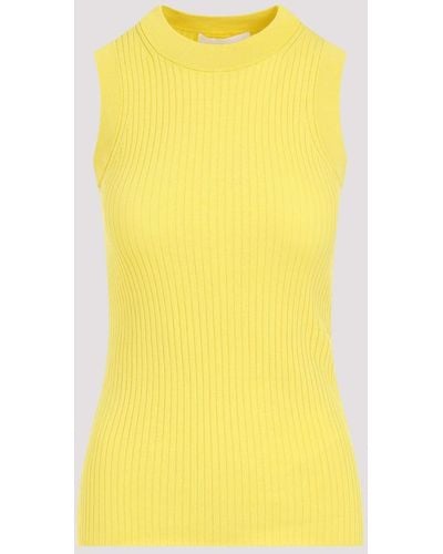 Sportmax Yellow Toledo Ribbed Cotton Top