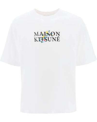 Maison Kitsuné Flowers Logo Oversized T - White