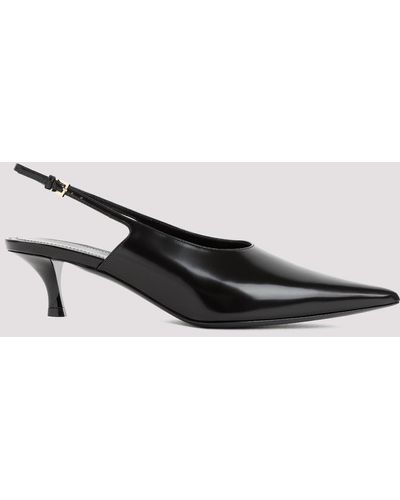 Givenchy Black Leather Show Kitten Heels Slingback Court Shoes