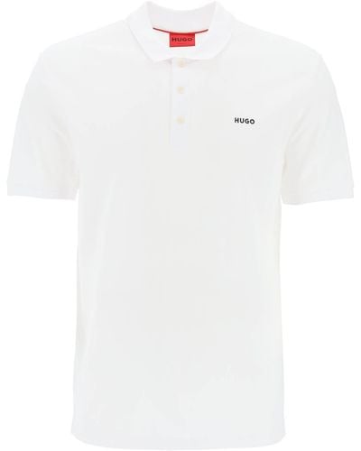 HUGO Cotton Piqué Donos Polo Shirt - White