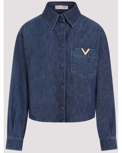 Valentino Medium Blue Cotton Chambray Shirt