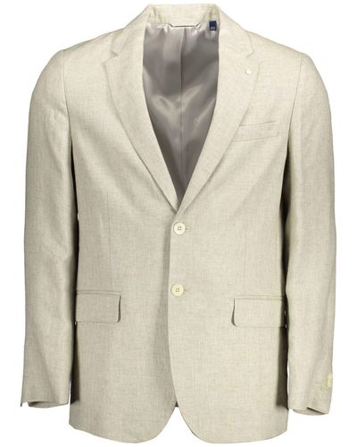 GANT Beige Linen Blazer Jacket - Natural