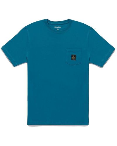 Refrigiwear Chic Light Cotton Tee With Chest Logo - Blue