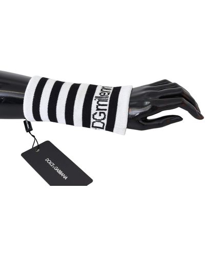 Dolce & Gabbana Schwarz Weiß 1 Psc Wolle Arm Warmer Dgmillennials Handschuhe Nylon - Black