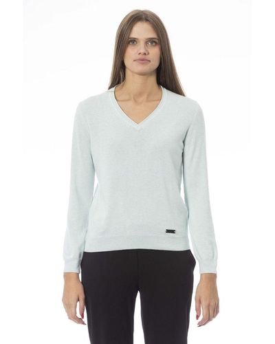 Baldinini Light Blue Polyamide Sweater - White