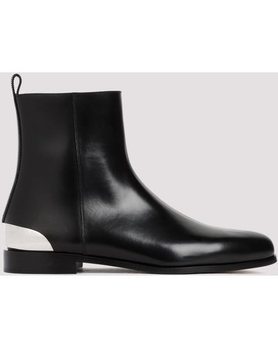Alexander McQueen Black Silver Leather Boots