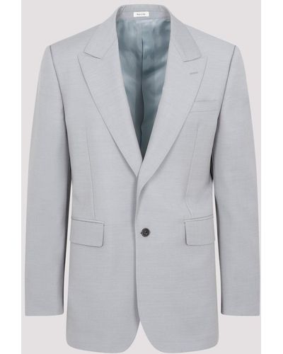 Alexander McQueen Grey Wool And Mohair Jacket - Blue