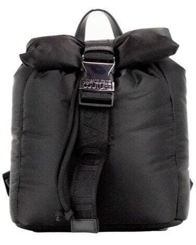 Versace Jeans Couture Small Puffy Nylon Safety Buckle Backpack Book Bag - Black