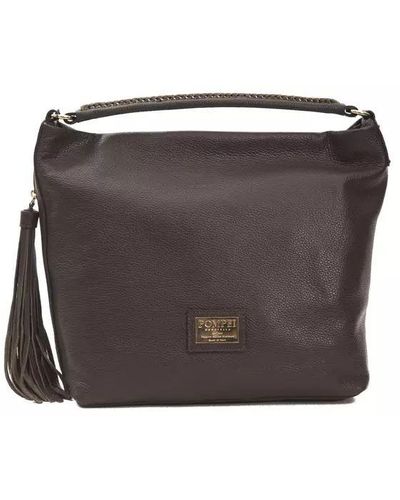 Pompei Donatella Brown Leather Shoulder Bag - Multicolour