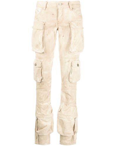 The Attico Essie Marbled Cargo Trousers - Natural