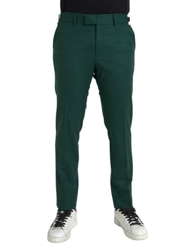 Dolce & Gabbana Wool Slim Fit Chino Trousers - Green