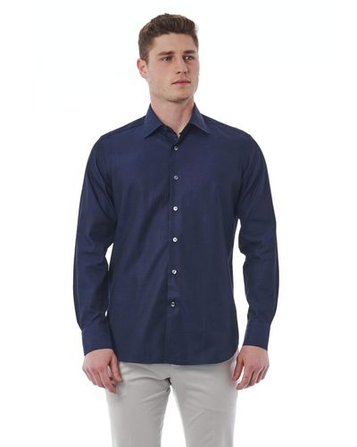 Bagutta Elegant Regular Fit Italian Collar Shirt - Blue