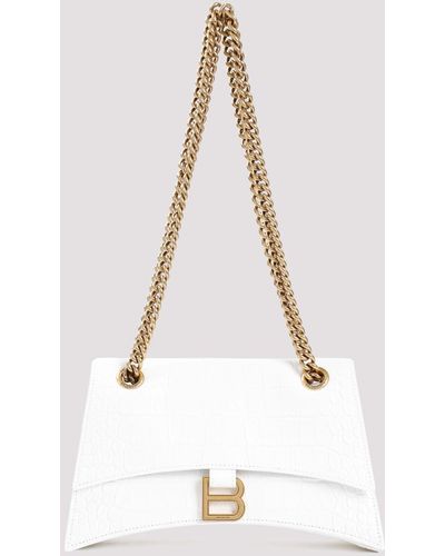 Balenciaga White Leather Crush Sling Small Bag - Natural