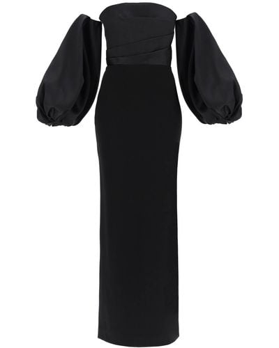 Solace London Maxi Dress Carmen With Balloon Sleeves - Black