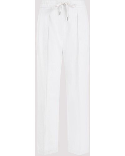 Brunello Cucinelli White Cotton Linen Trousers