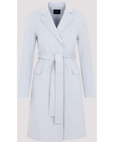 Theory Light Blue Wrap Coat In Double