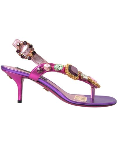 Dolce & Gabbana Crystals Slingback Sandals Shoes - Pink
