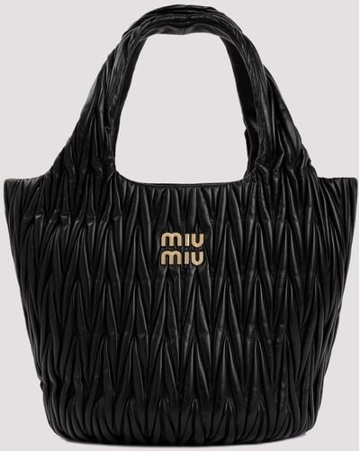 Miu Miu Black Matelassé Leather Shopping Bag