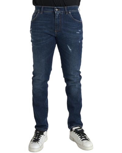 Dolce & Gabbana Slim Fit Cotton Skinny Denim Jeans - Blue