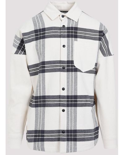 Palm Angels Off White Back Logo Check Cotton Overshirt