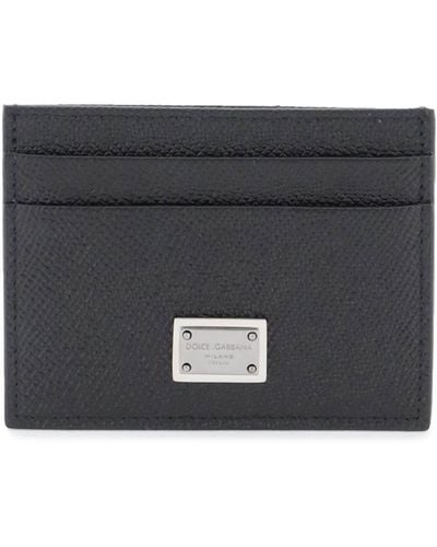 Dolce & Gabbana Luxe Leather Plaque Cardholder - Black