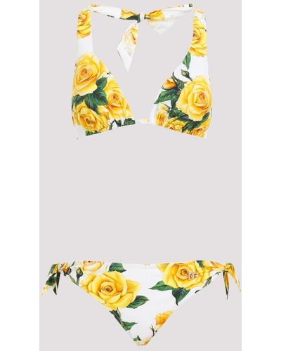 Dolce & Gabbana Yellow Roses Polyamide Bikini - Metallic