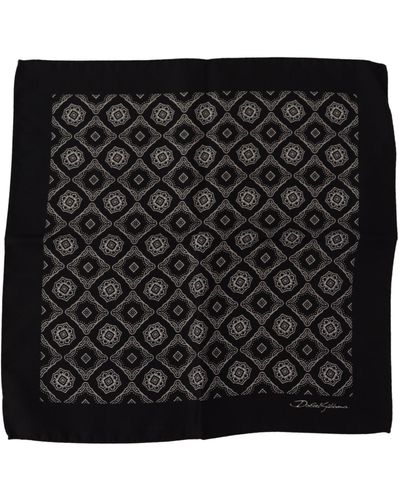 Dolce & Gabbana Elegant Geometric Silk Square Scarf - Black