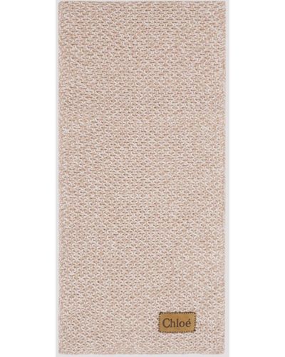 Chloé Beige Pink Chunky Cashmere Wool Scarf - Natural