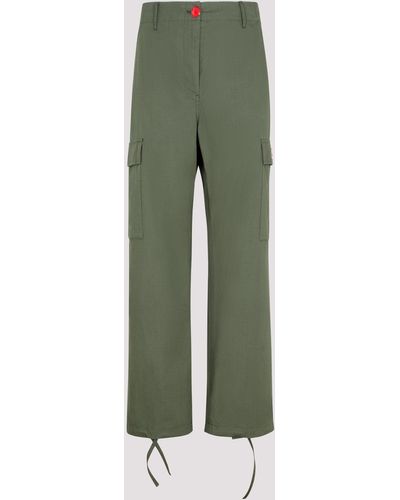 KENZO Khaki Cargo Cotton Trousers - Green