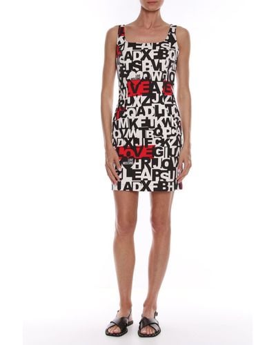 Love Moschino Chic Monochrome Dress With Accent - Red