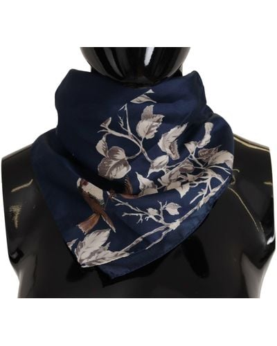 Dolce & Gabbana Black Birds Silk Square Handkerchief Scarf