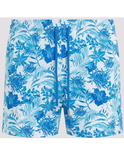 Vilebrequin White Moorise Tahiti Flower Swim Shorts - Blue