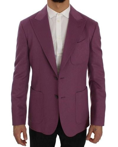 Dolce & Gabbana Dolce Gabbana Cashmere Slim Fit Blazer Jacket - Purple
