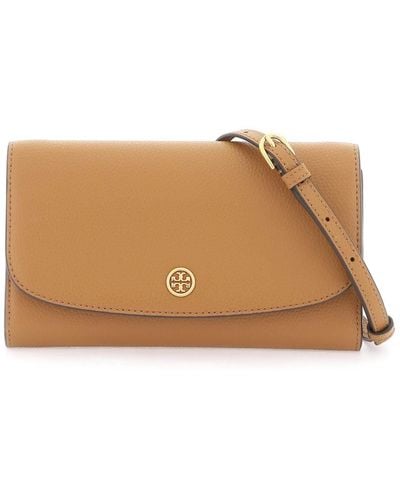 Tory Burch Mini Robinson Shoulder Bag With Strap - Brown