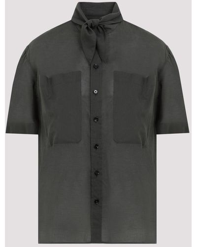 Lemaire Grey Short Sleeves With Foulard Cotton Shirt - Black