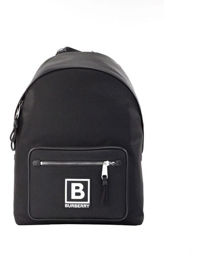 Burberry Abbeydale Branded Stamp Nylon Backpack Shoulder Bookbag - Black