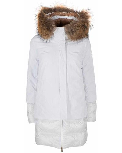 Yes-Zee White Nylon Jackets & Coat
