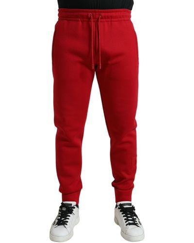 Dolce & Gabbana Red Cotton Blend Skinny Jogger Pants