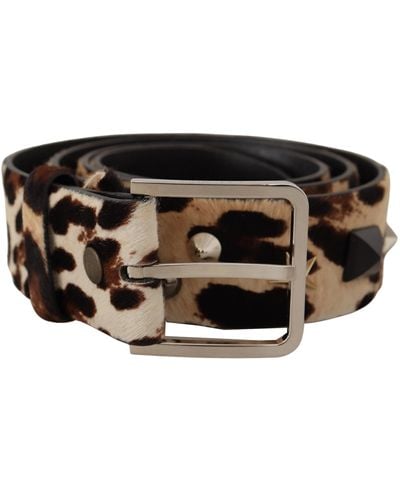 Dolce & Gabbana Elegant Leopard Print Leather Belt - Black