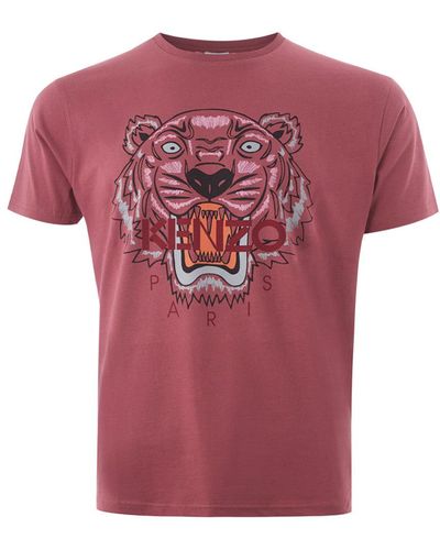 KENZO Elegant Cotton T-Shirt With Tiger Motif - Pink