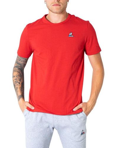 Le Coq Sportif Cotton Round Neck Short Sleeve Slip On Plain T-shirt - Red