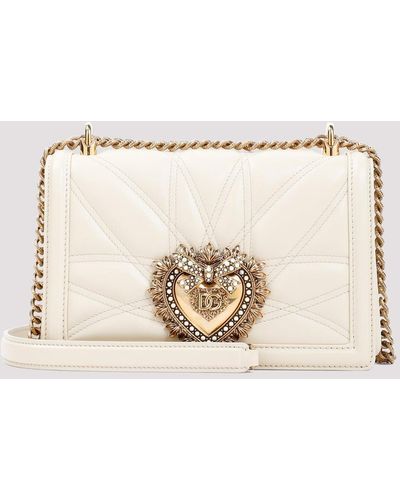 Dolce & Gabbana Butter Leather Devotion Shoulder Bag - Natural