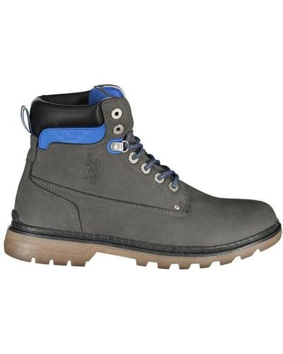 U.S. POLO ASSN. Elegant High Lace-Up Boots With Logo Detail - Grey