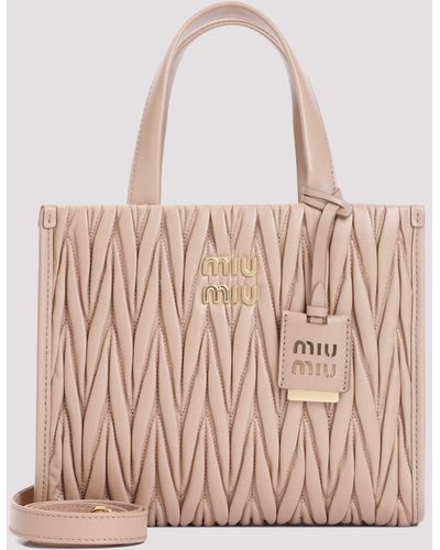 Miu Miu Cammeo Nappa Lamb Leather Shopping Bag - Pink
