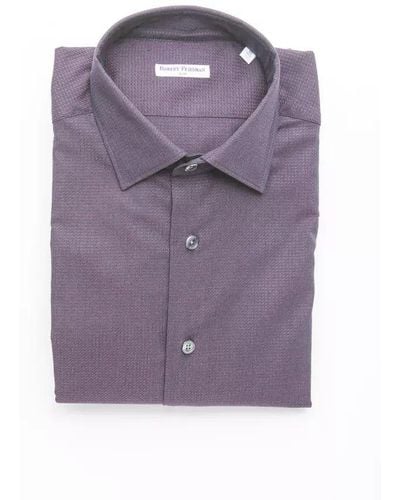 Robert Friedman Burgundy Medium Slim Collar Shirt For Men - Purple