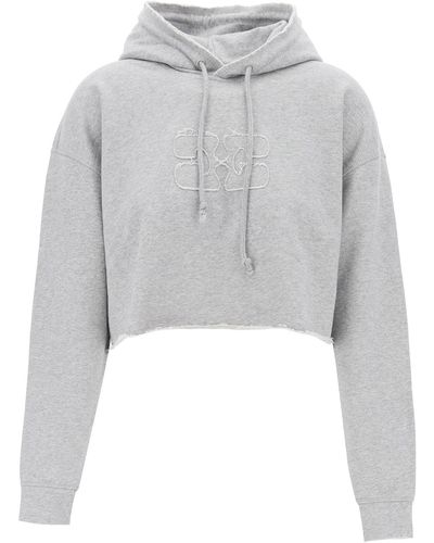 Ganni Isoli Cropped Hoodie - Gray