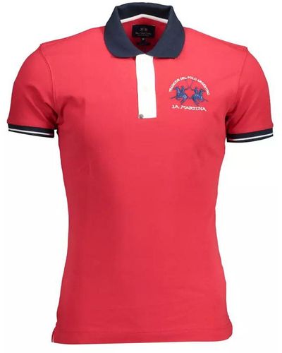 La Martina Pink Cotton Polo Shirt - Red