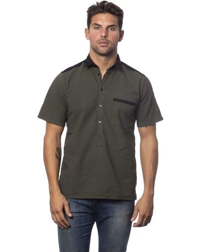 Verri Army Regular Fit Cotton Blend Shirt - Black