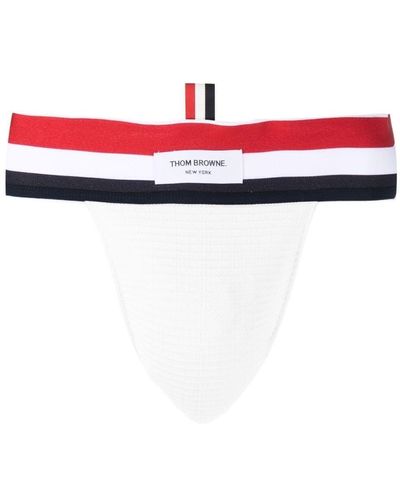 Thom Browne Rwb-stripe Jock-strap Briefs - Xs White - Red